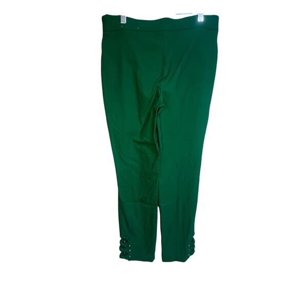 Roz & Ali Kelly Green Stretchy Pull On Pant SZ 4 Rhinestone Bow Ankle Details - Picture 6 of 13
